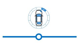 Icon of a Vehicle Enclosed in a Circle with Part of a Timeline at the Bottom