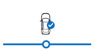 Icon of a Vehicle from Above with a Check Mark Next to It and Part of a Timeline at the Bottom