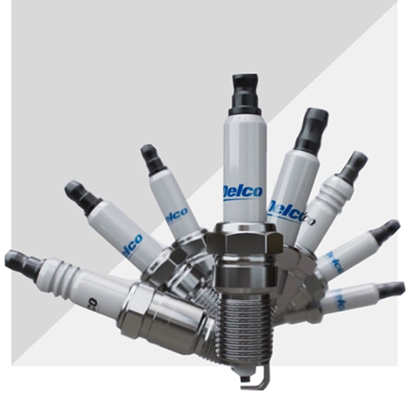 Eight ACDelco Spark Plugs Spread Out in an Array.