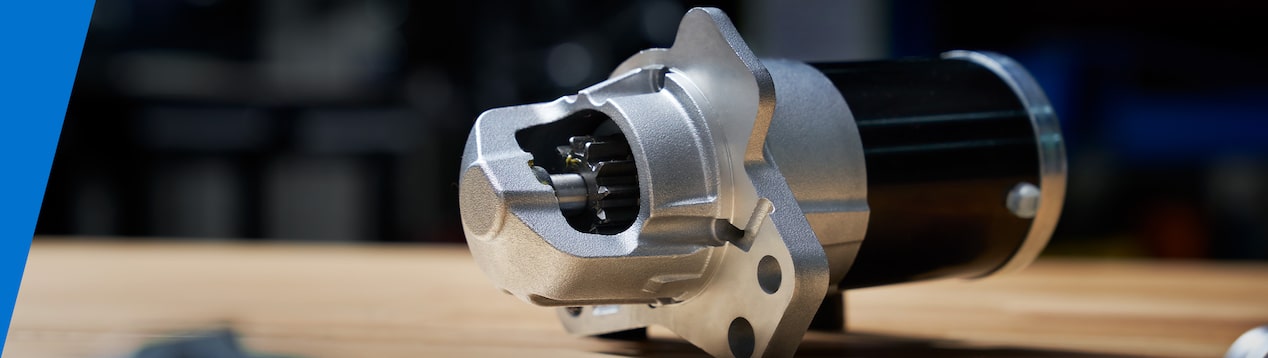 Three-Quarters View of a Metal Alternator on a Table