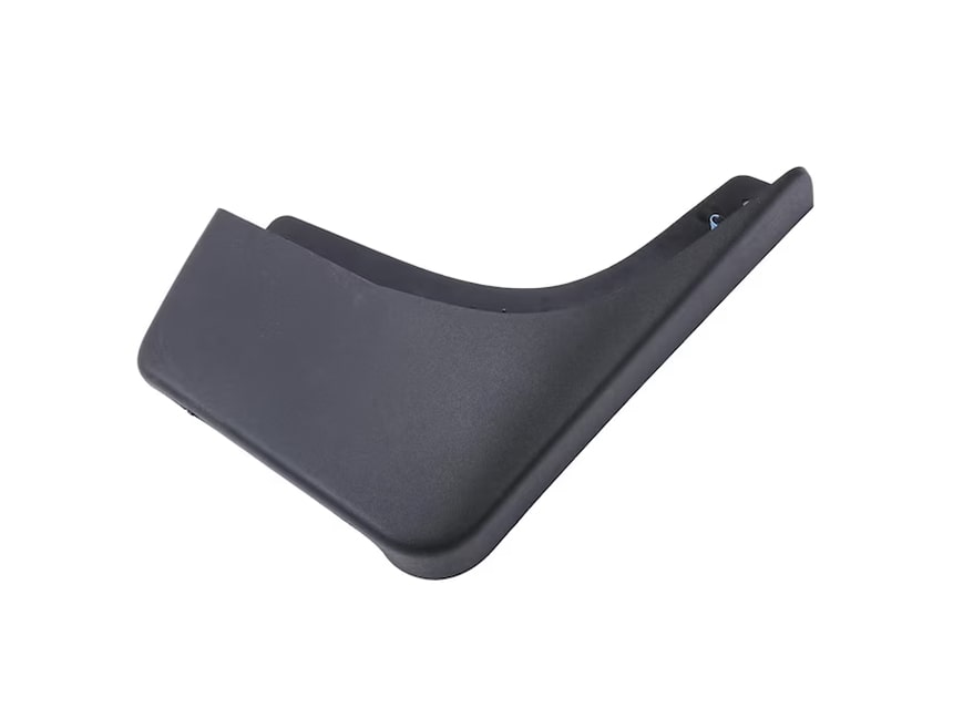 A Black Vehicle Mud Flap with a Curved Design and Smooth Surface