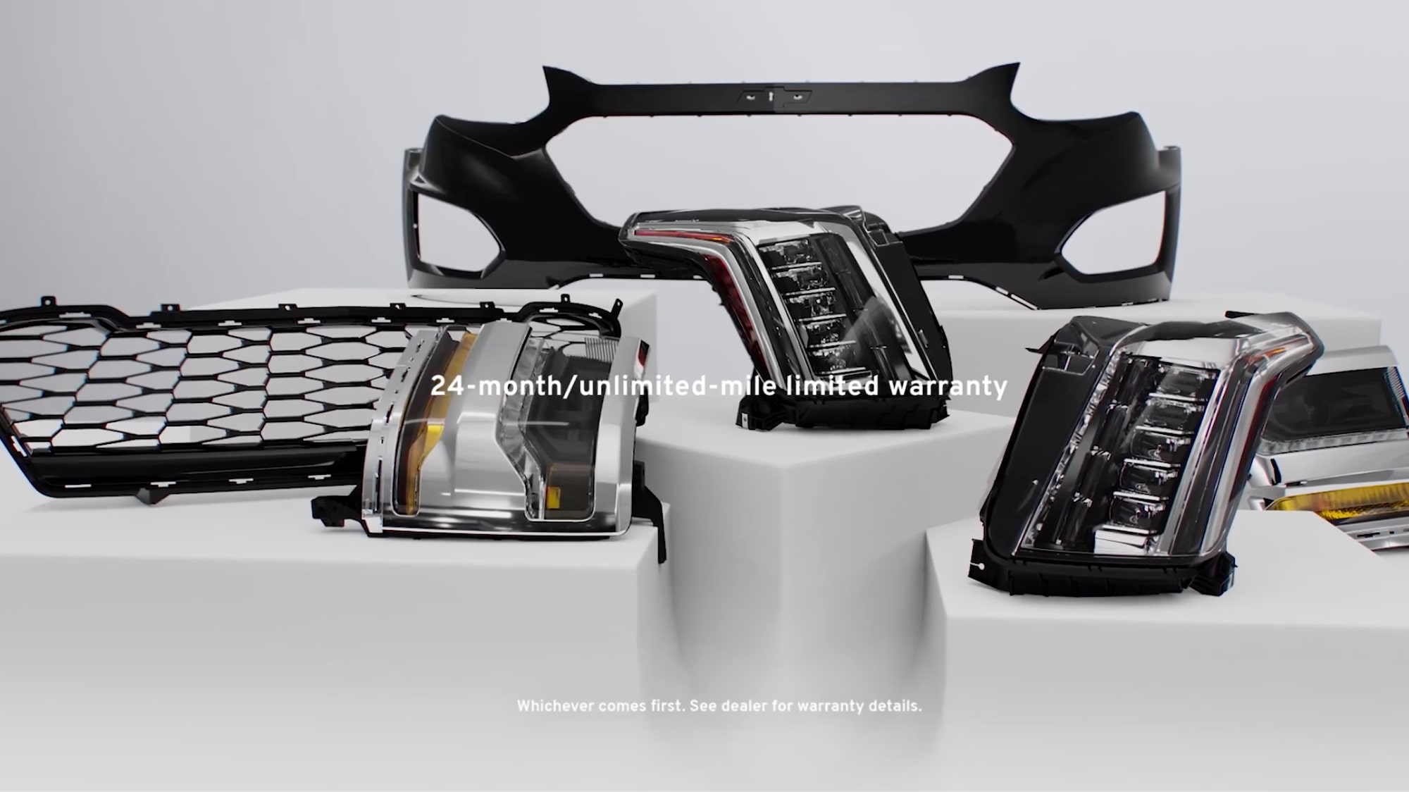 Three Different Black and Silver-Framed Vehicle Headlights Put on Display