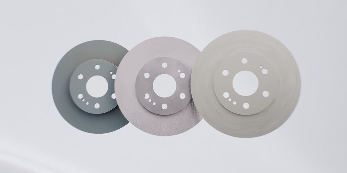 Video Thumbnail Close-up of Three Brake Rotors Displayed Side by Side