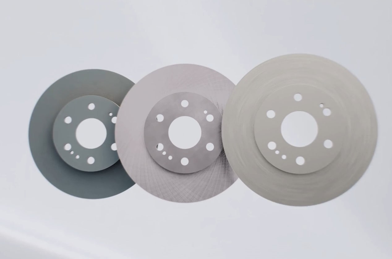 Video Thumbnail Close-up of Three Brake Rotors Displayed Side by Side
