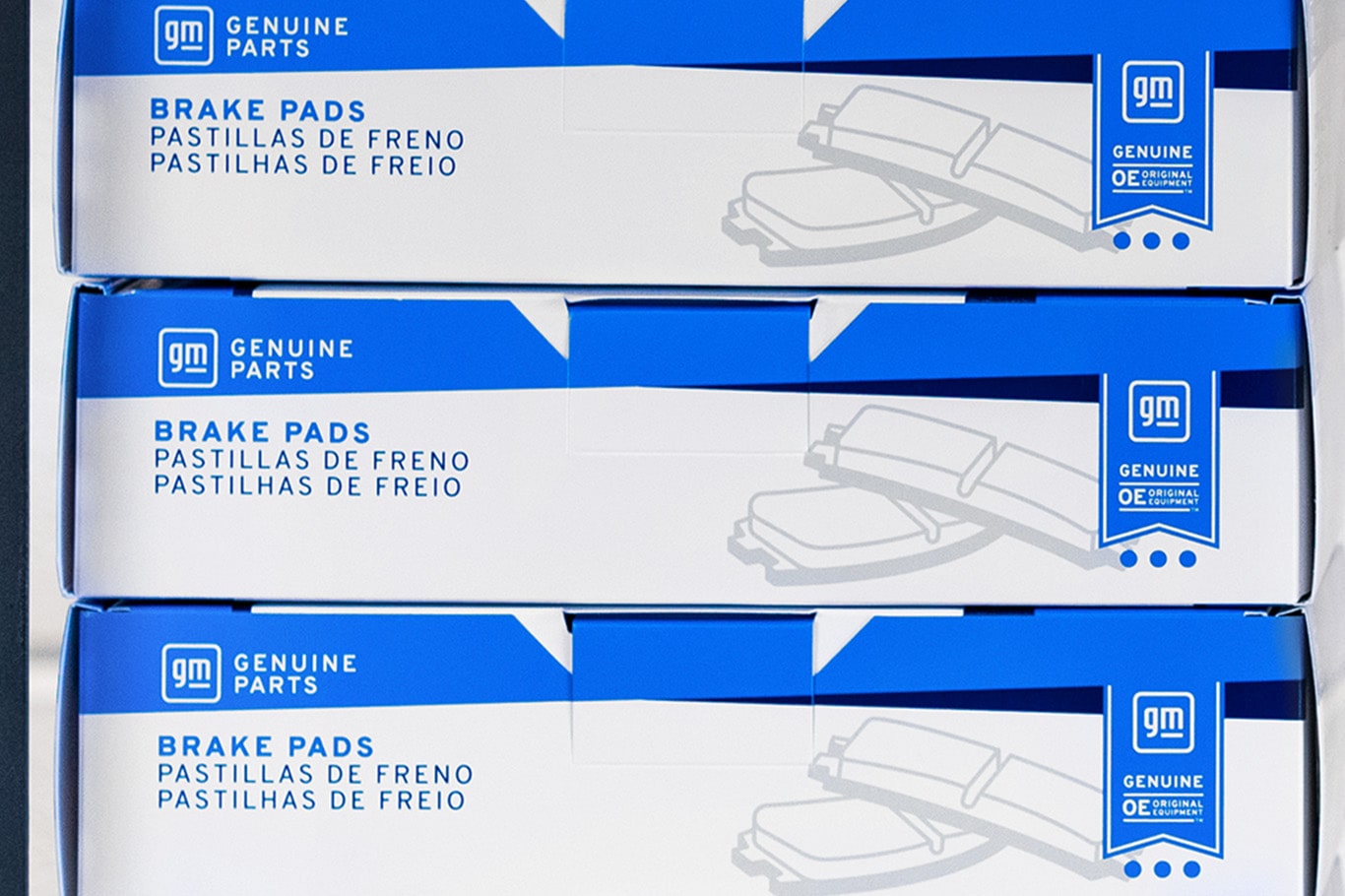 Close-up of an ACDelco Package of Brake Pads Stacked on Top of Each Other