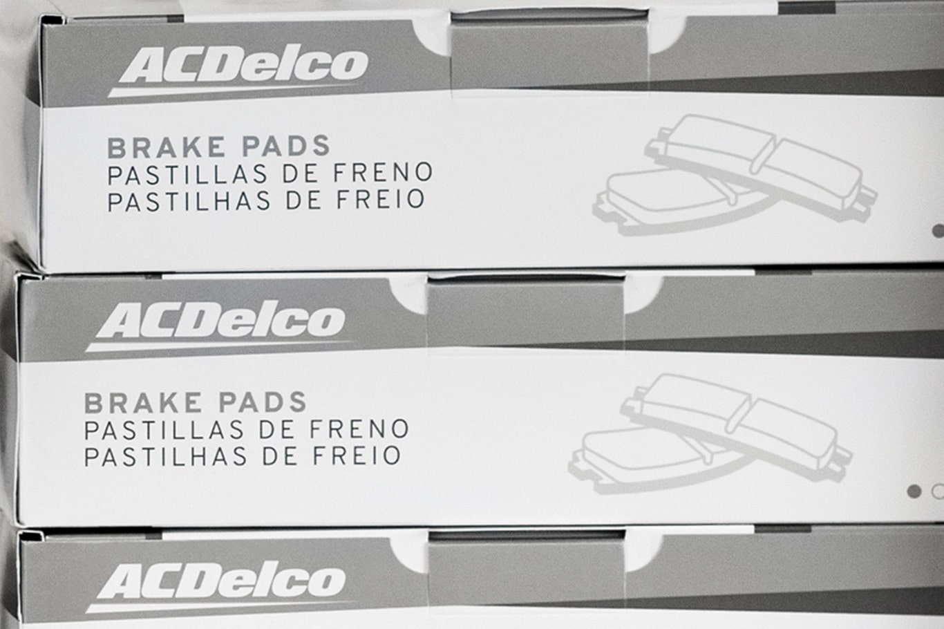 Close-up of an ACDelco Package of Brake Pads Stacked on Top of Each Other
