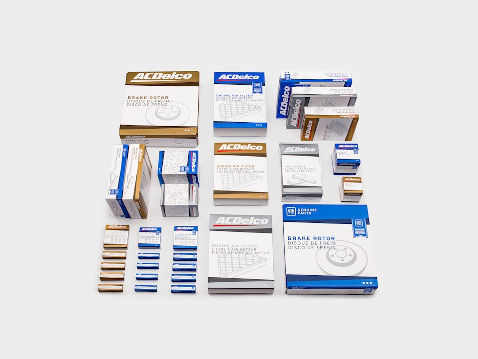 GM Parts Engine Air Filters Laid Out on a White Background