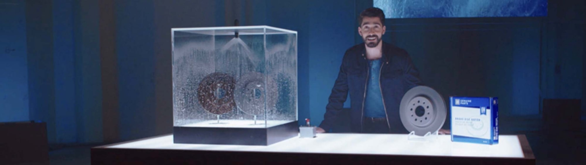Man Standing Next to ACDelco Products on Display