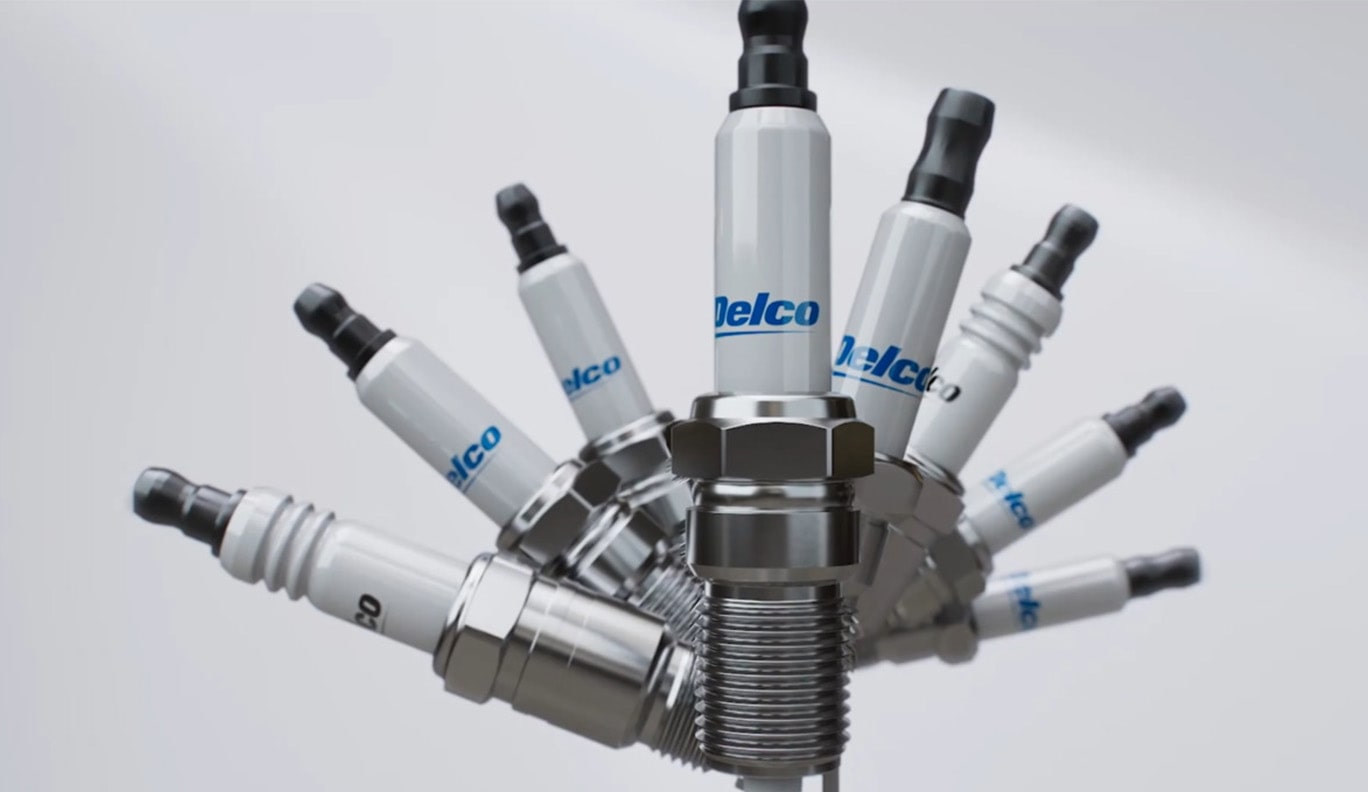 ACDelco Spark Plugs Displayed in a Row